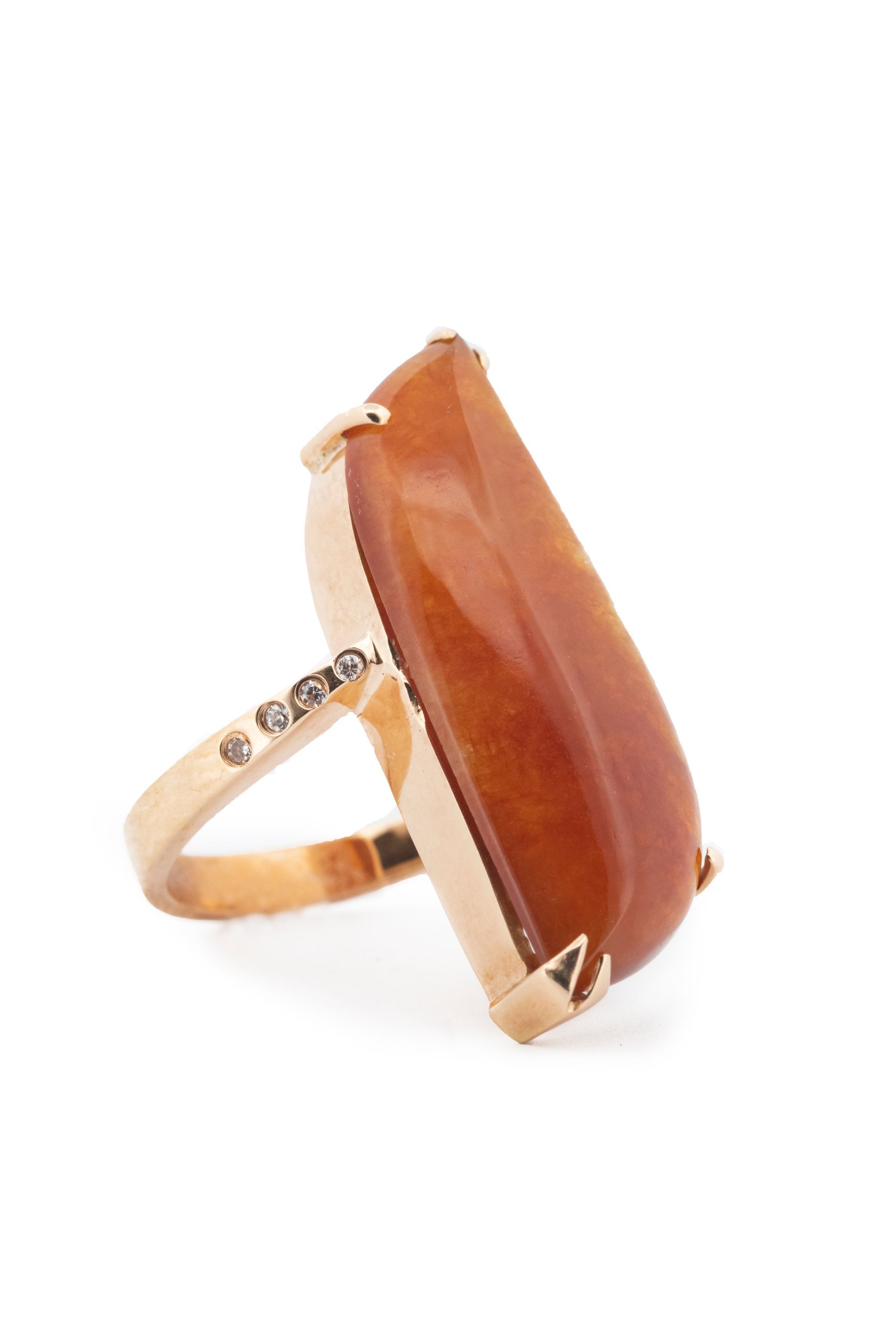 Carnelian & Diamond 18k  Yellow Gold