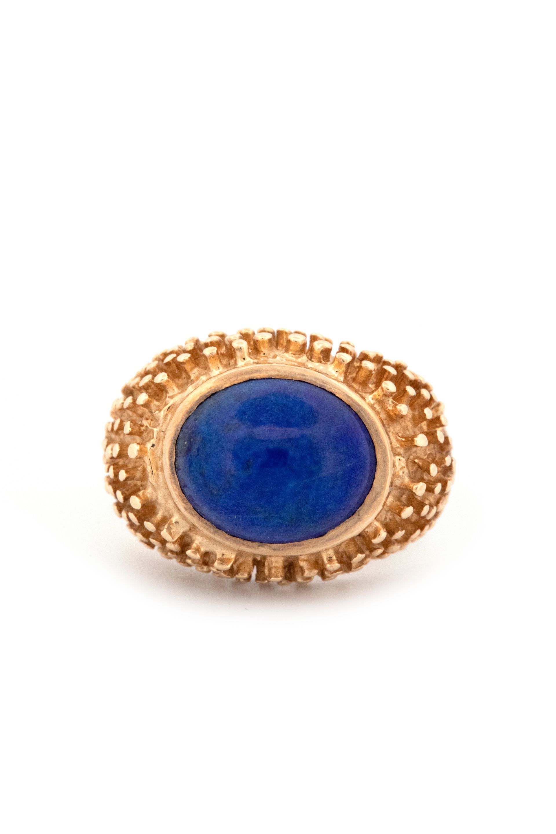 14k Yellow Gold Lapis Lazuli Cabochon Ring