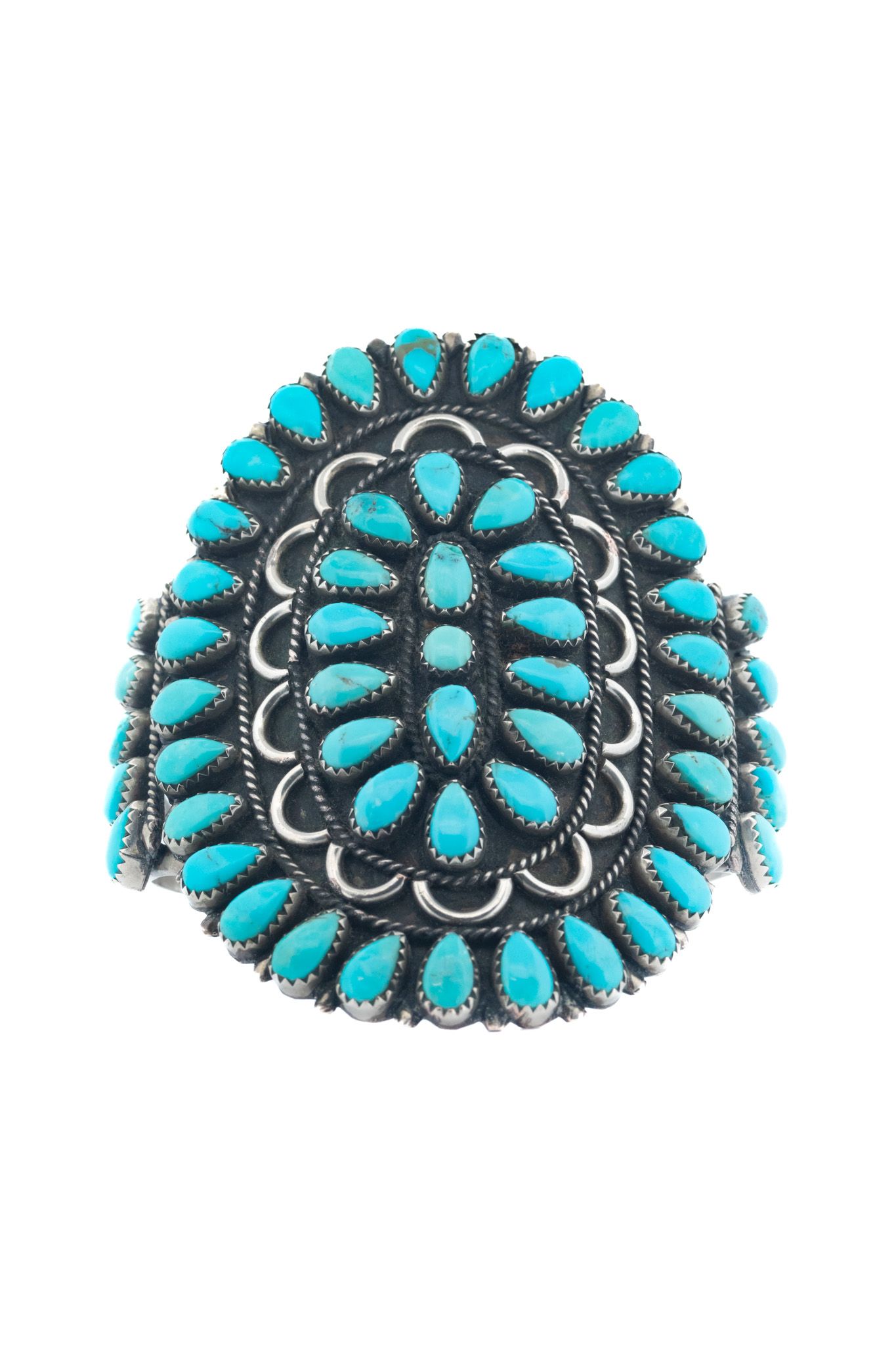 Petit Point Turquoise & Sterling Silver Large Cuff
