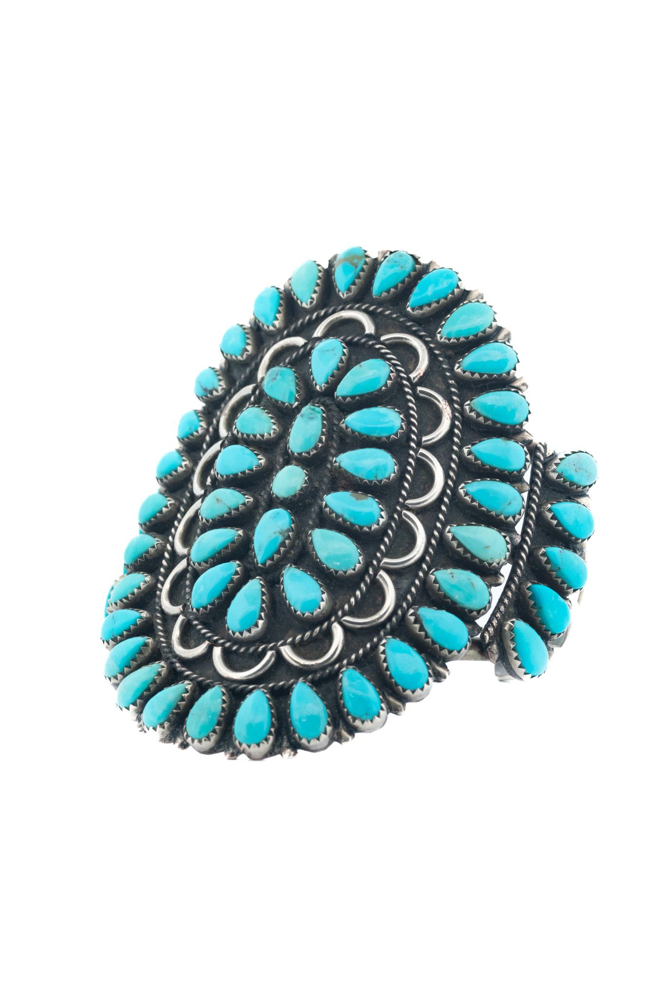 Petit Point Turquoise & Sterling Silver Large Cuff