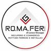 Logo circolare RO.MA.FER. con testo nero, rosso e grigio su sfondo bianco.