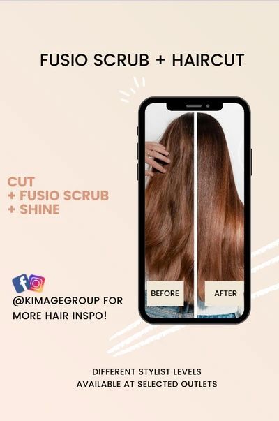 Haircut + Fusio Scrub + Shine Finishing Service E-Voucher by Kimage Hair Salon