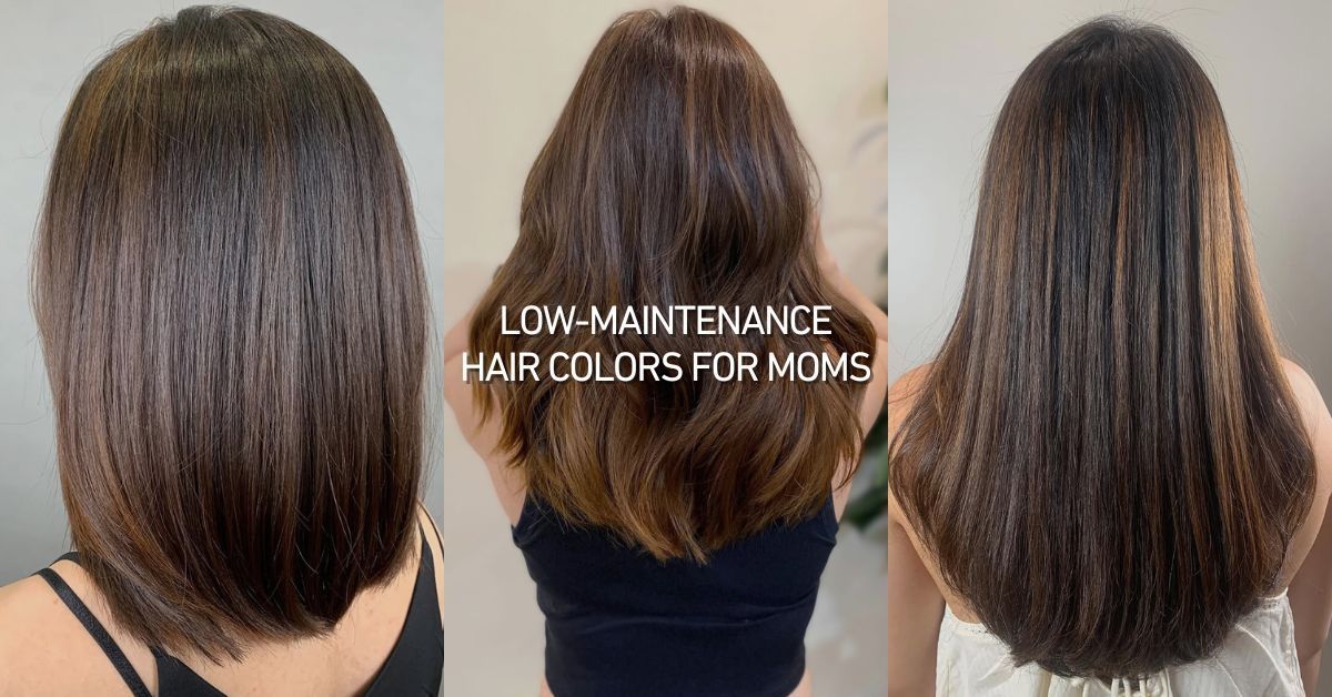 An image featuring different Low-Maintenance Hair Colors for Moms by Kimage Salon hairdressers