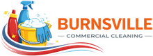 Burnsville Commercial Cleaning logo with cleaning supplies and bucket graphic, Burnsville, MN