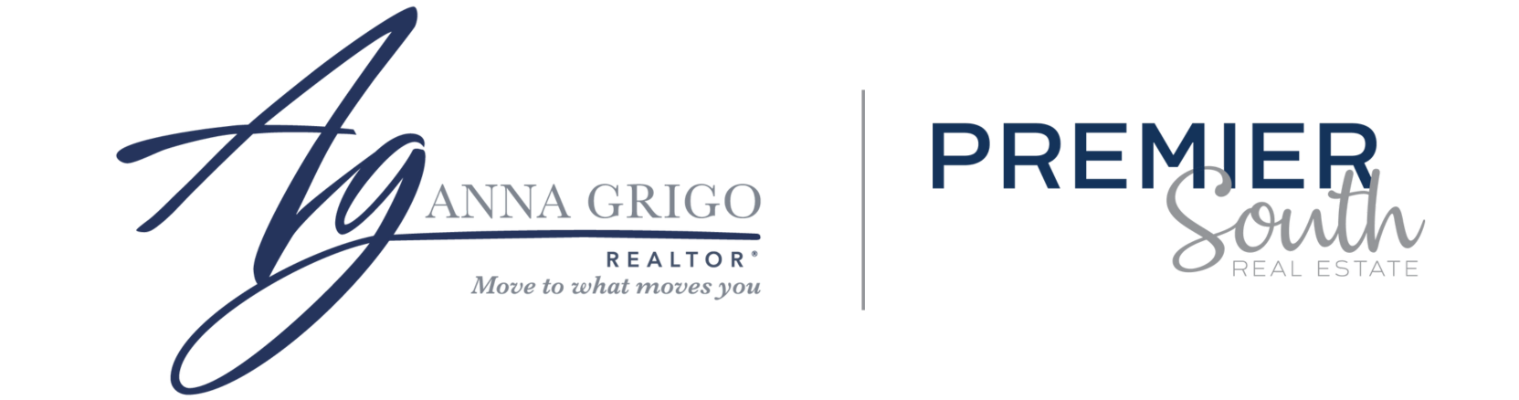 The logos for anna grigio and premier south are shown on a white background.