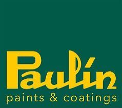 Logo di Paulin paints & coatings in giallo su sfondo verde scuro