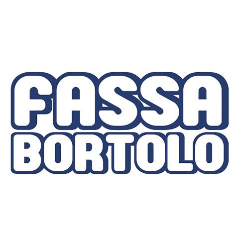 Logo blu e bianco “FASSA BORTOLO” su sfondo bianco uniforme