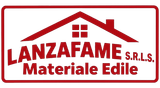 Logo rosso e bianco di LANZAFAME S.R.L.S. Materiale Edile con icona di una casa