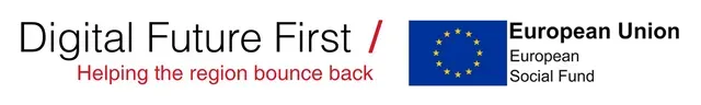 Digital Future First Logo A logo for digital future first / european union social fund