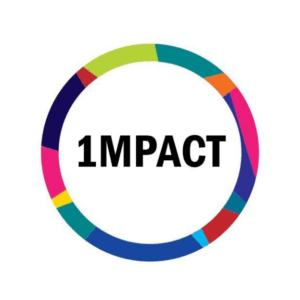 A colorful circle with the word impact inside of it