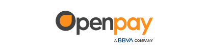 Logotipo de Openpay en negro, gris y naranja con “una empresa de BBVA” debajo.