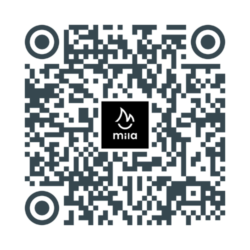 Código QR en blanco y negro con el logotipo central