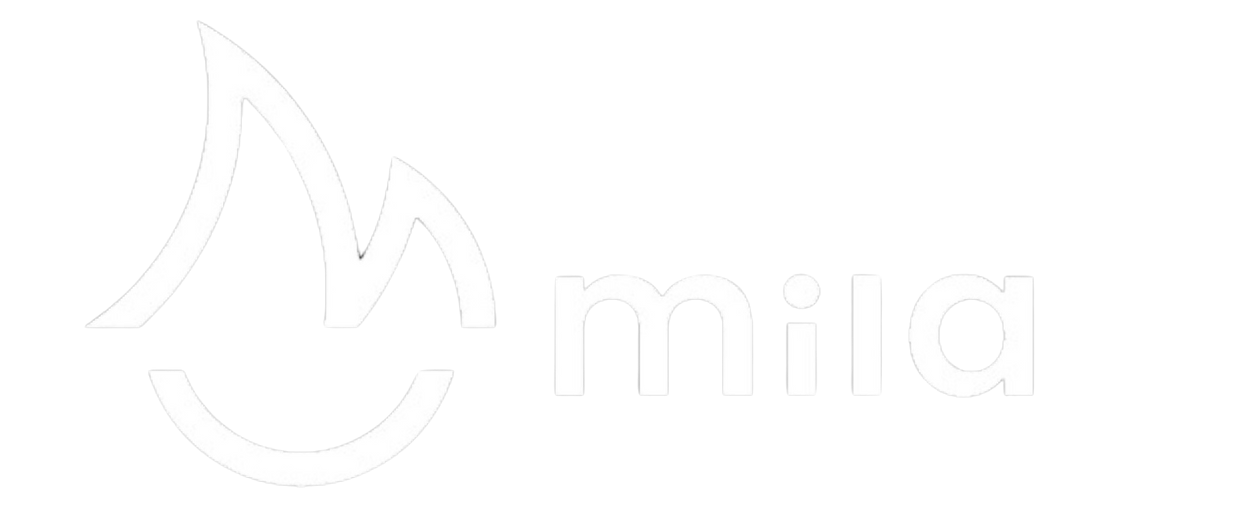 Un logotipo blanco con una llama y la palabra mira sobre un fondo blanco.