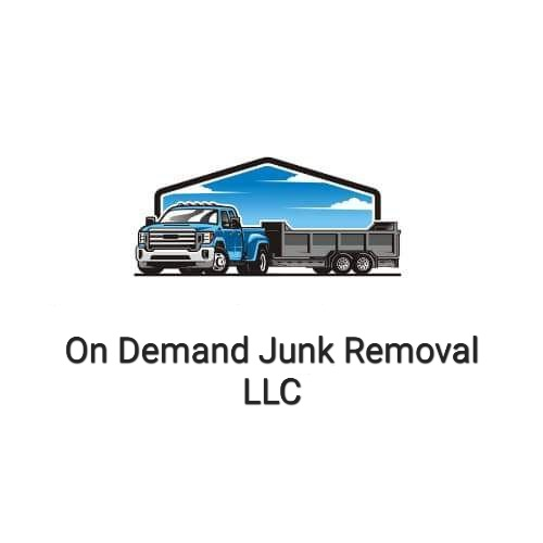 Logo: blue truck and trailer under a blue sky, text "On Demand Junk Removal LLC".