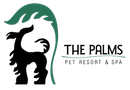 A logo for the palms pet resort and spa