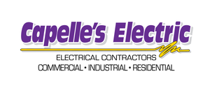 Capelle’s Electric logo with purple text, yellow underline, and contractor tagline on white background