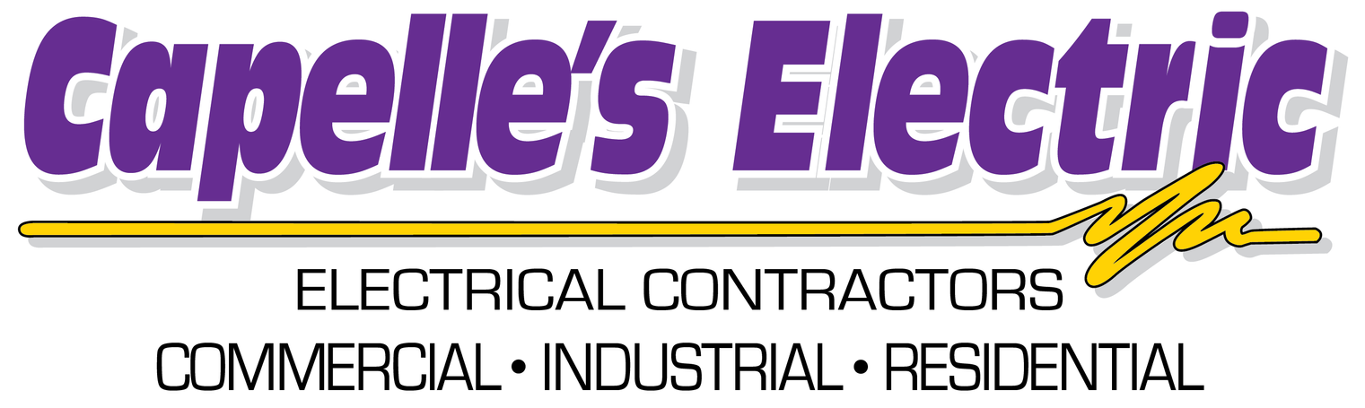 Capelle’s Electric logo with purple script and yellow accent, labeled Electrical Contractors for commercial, industrial, residential.