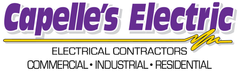 Capelle&rsquo;s Electric logo with purple script and yellow accent, labeled Electrical Contractors for commercial, industrial, residential.