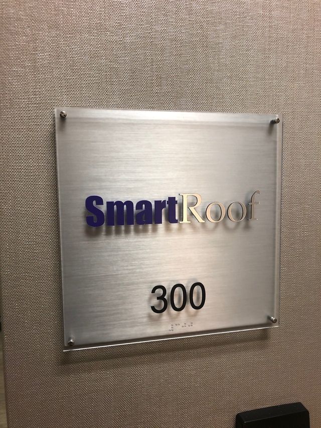 SmartRoof metal wall sign with room number 300