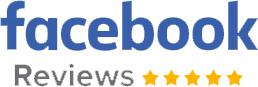 Facebook Reviews logo with four gold stars on a white background