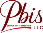 A logo for pbis llc simply with integrity