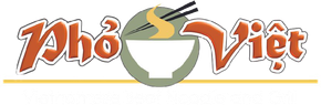 Logo for Phở Việt with stylized orange text and a steaming bowl in the center