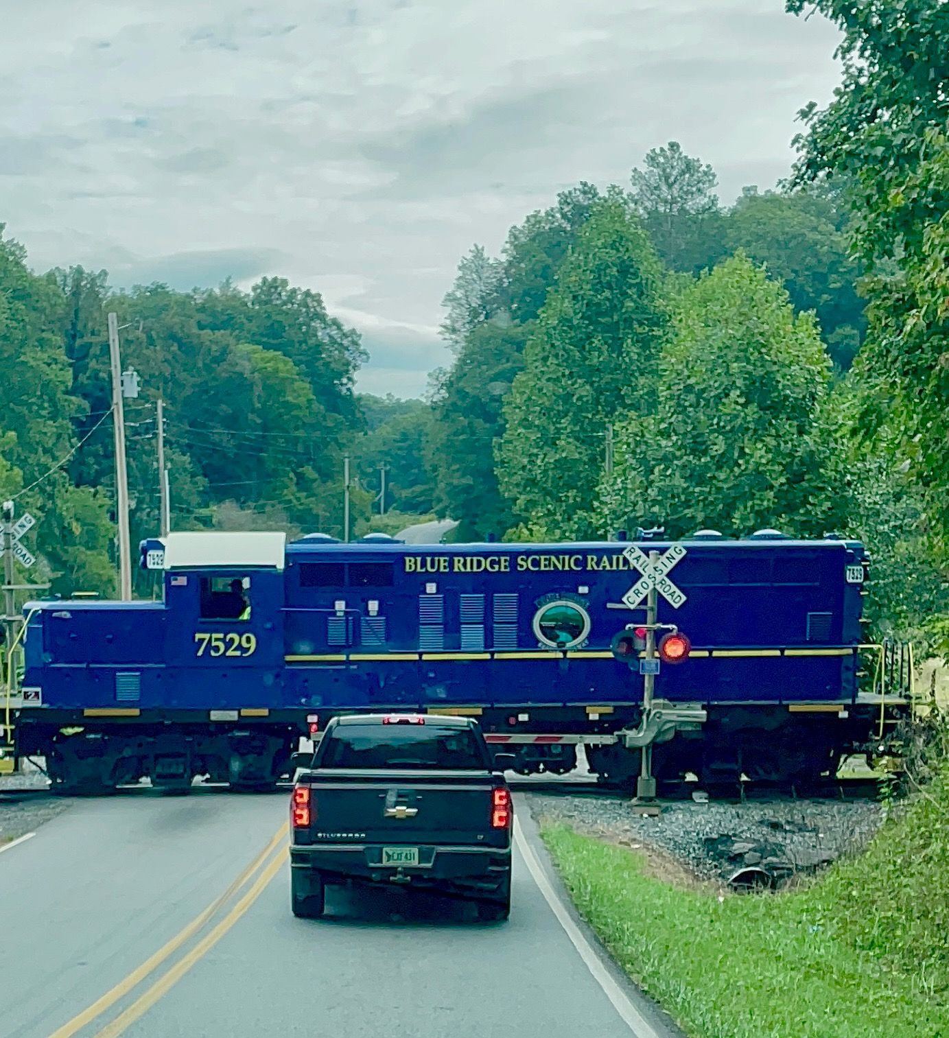 Blue train labeled 