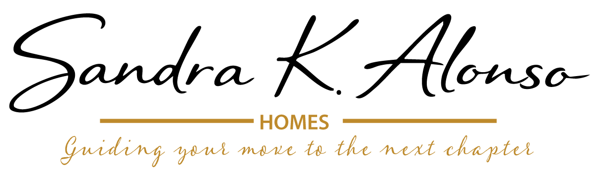 Sandra K. Alonso Homes logo with gold script and tagline on white background