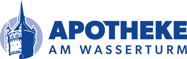 Ein blau-weißes Logo für die Apotheke am Wasserturm