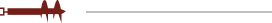 Dark red shape pointing right with vertical red lines, over a gray line.