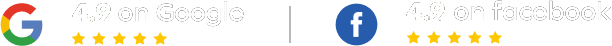 Logos for Google and Facebook with star ratings, side by side.