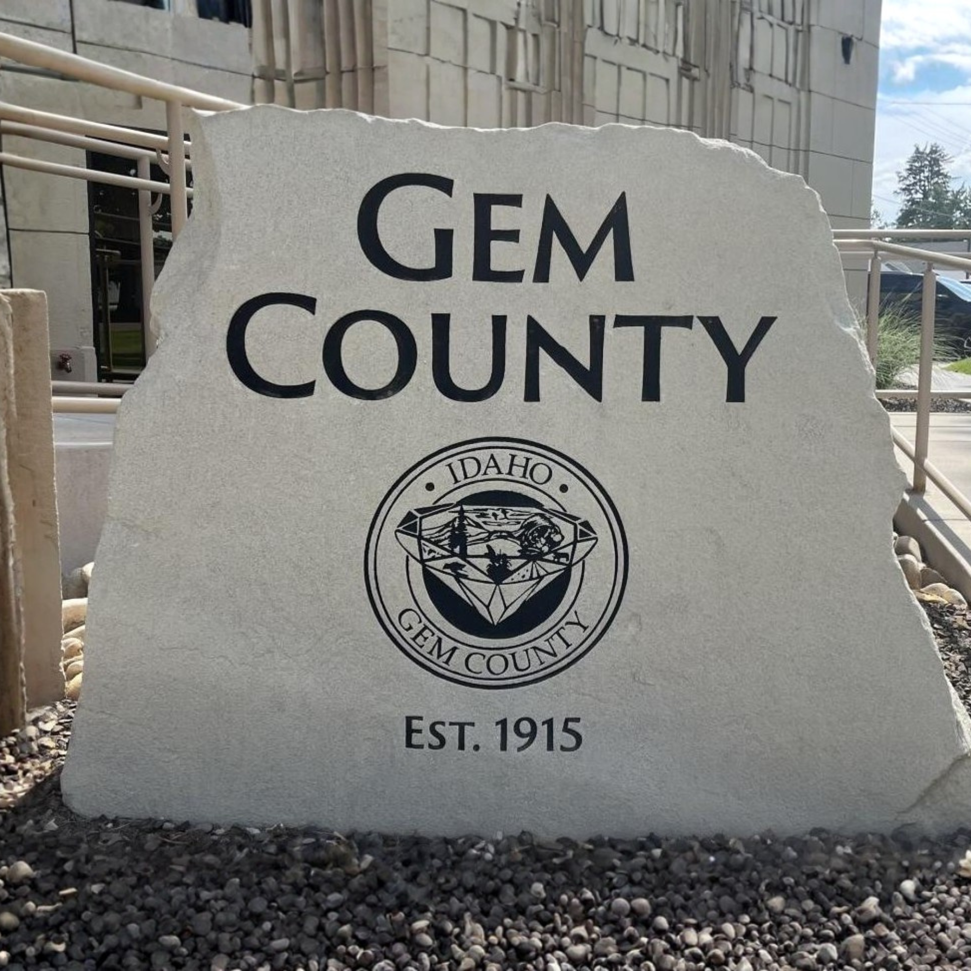 Gem County sign with county seal,