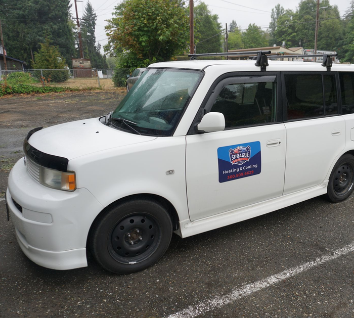 Sprague Mechanical service van parked outside ready for HVAC service