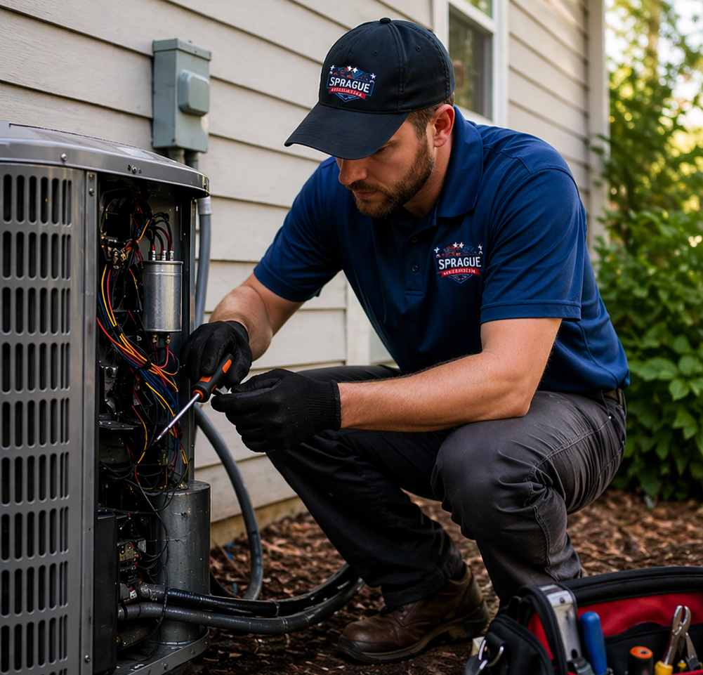 AC repair service on residential air conditioning unit in Port Townsend area