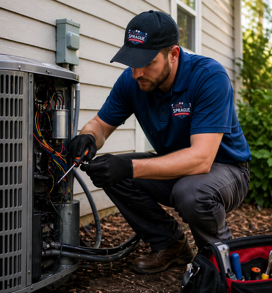 AC repair service on residential air conditioning unit in Port Townsend area