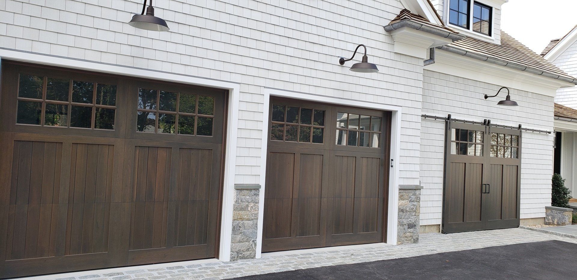 row of 3 garage doors