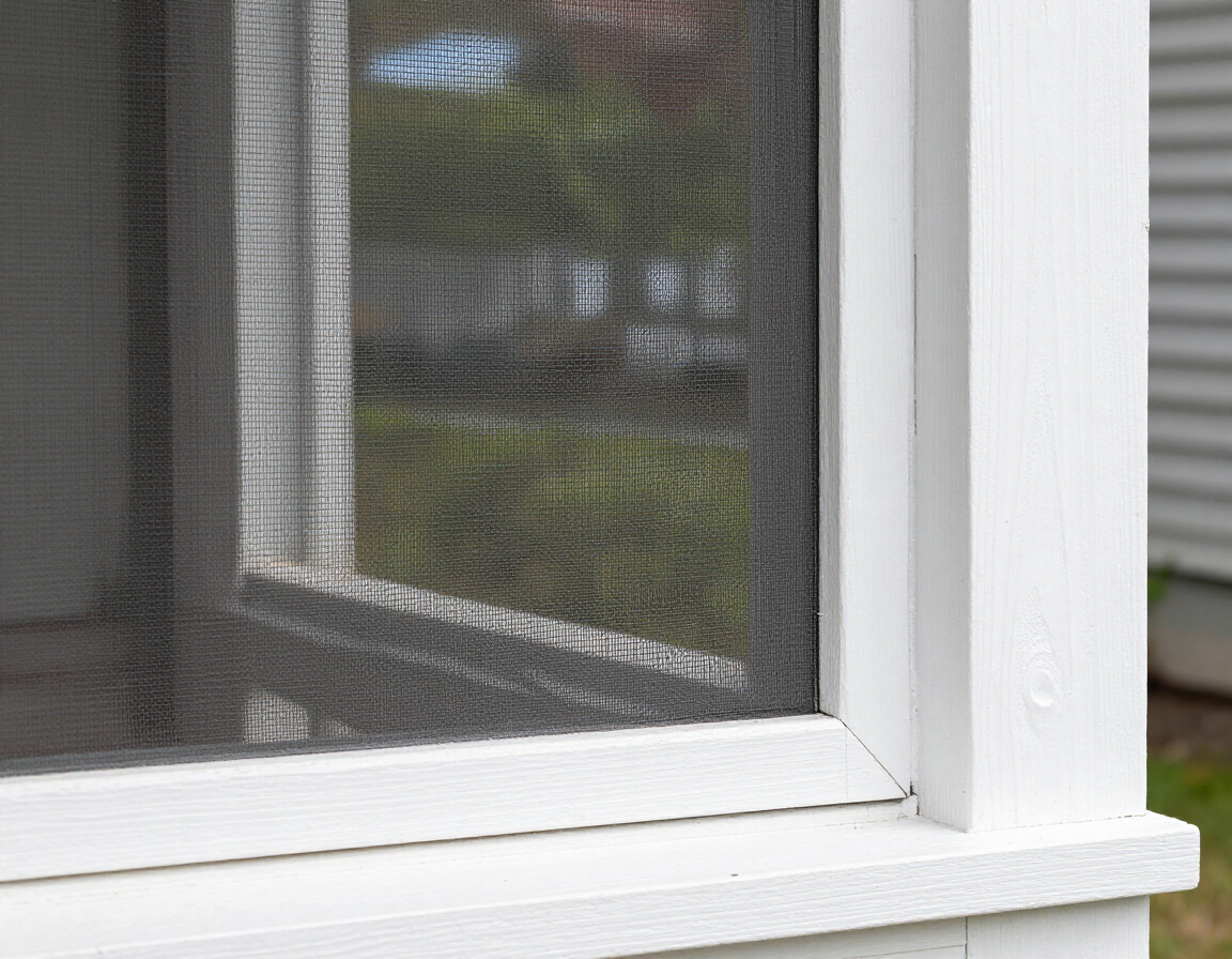 Close-up of screen mesh and frame