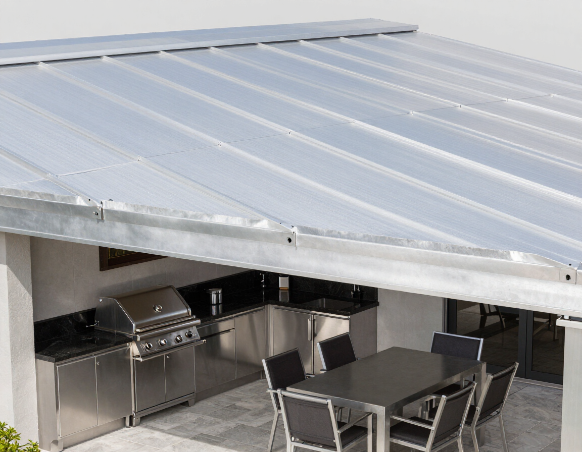 Insulated patio cover over an outdoor kitchen
