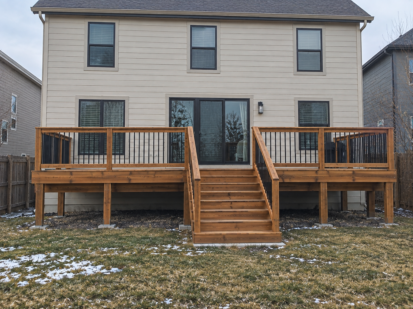 Cedar Deck with Wide Stairs built by Colorado Outdoor Builders