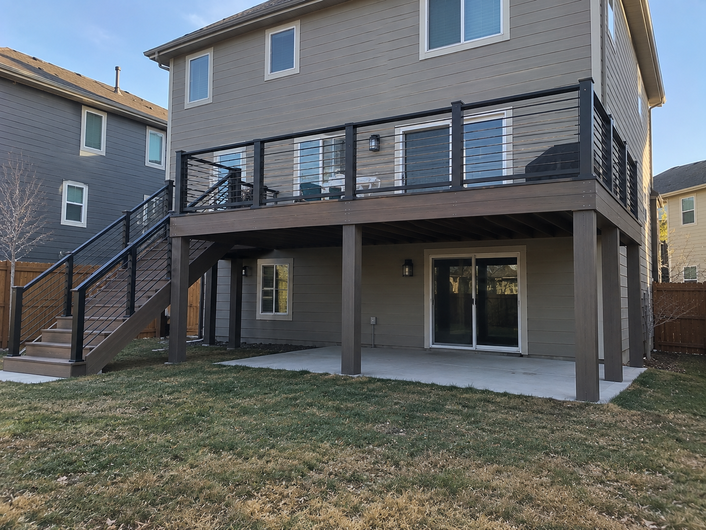 Composite Deck with Cable Railing built by Colorado Outdoor Builders