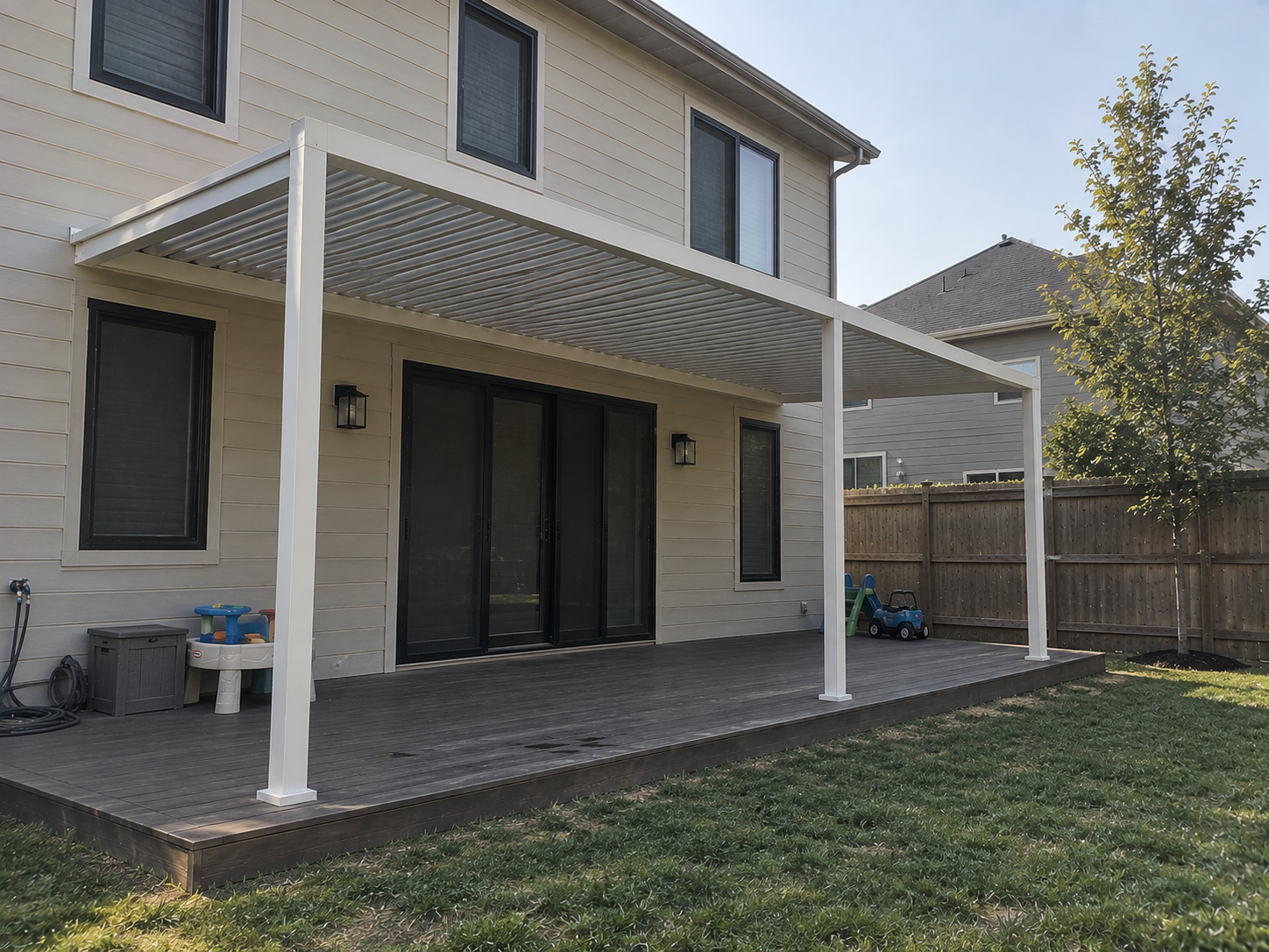 Louvered Aluminum Pergola built by Colorado Outdoor Builders