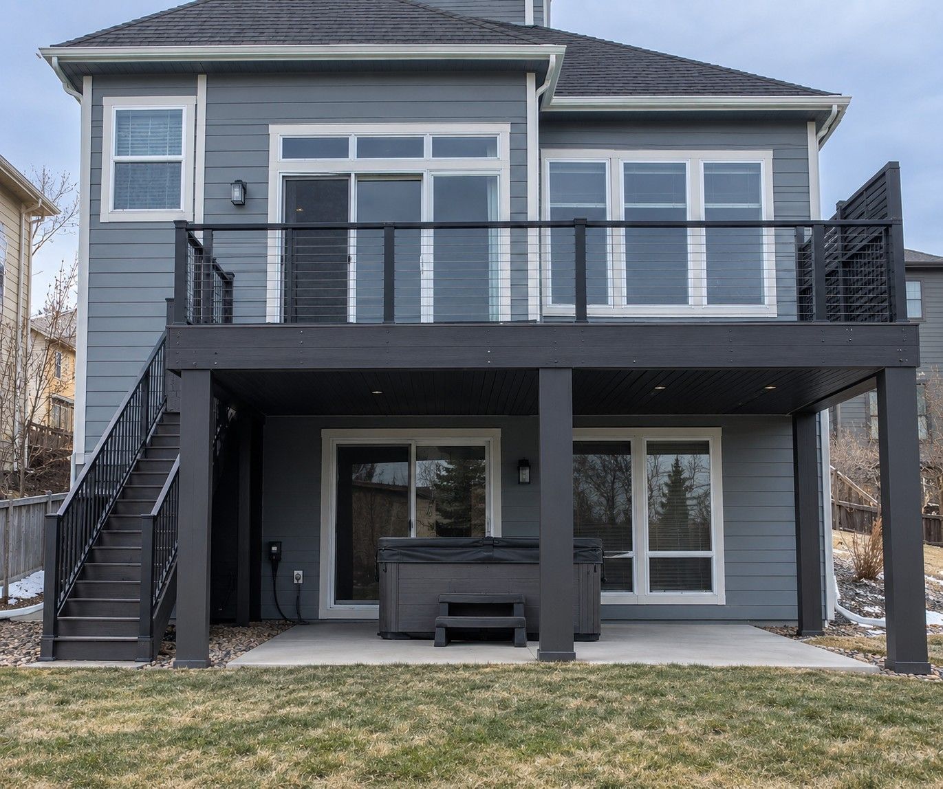 Cable Rail Composite Deck with Privacy Screen built by Colorado Outdoor Builders in Erie, Colorado