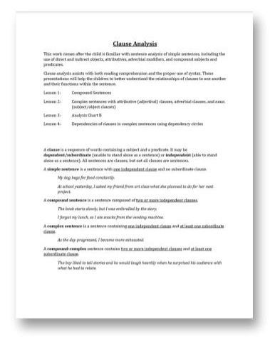 Clause Analysis Lessons
