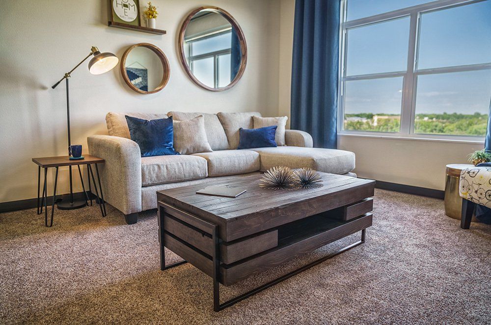 U32 Apartments in Fargo ND Living Room Couch and Coffee Table