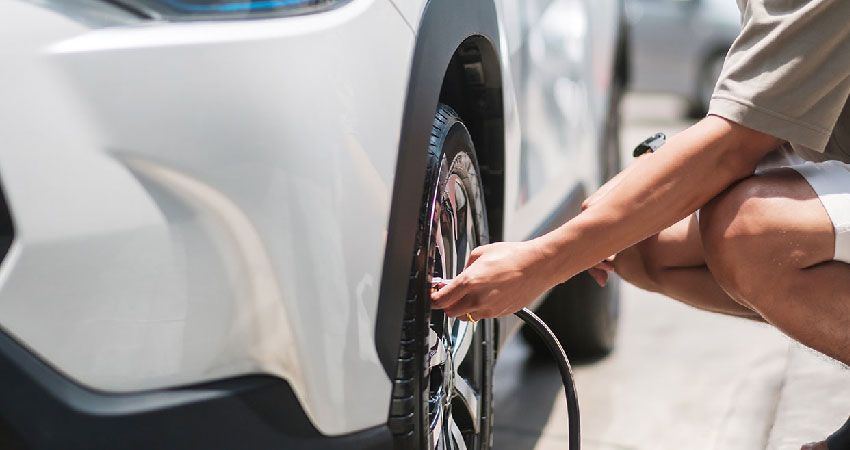 Man filling tires with nitrogen