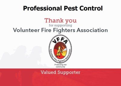 Volunteer Fire Fighters Association Certificate — Professional Pest Control In Thurgoona NSW