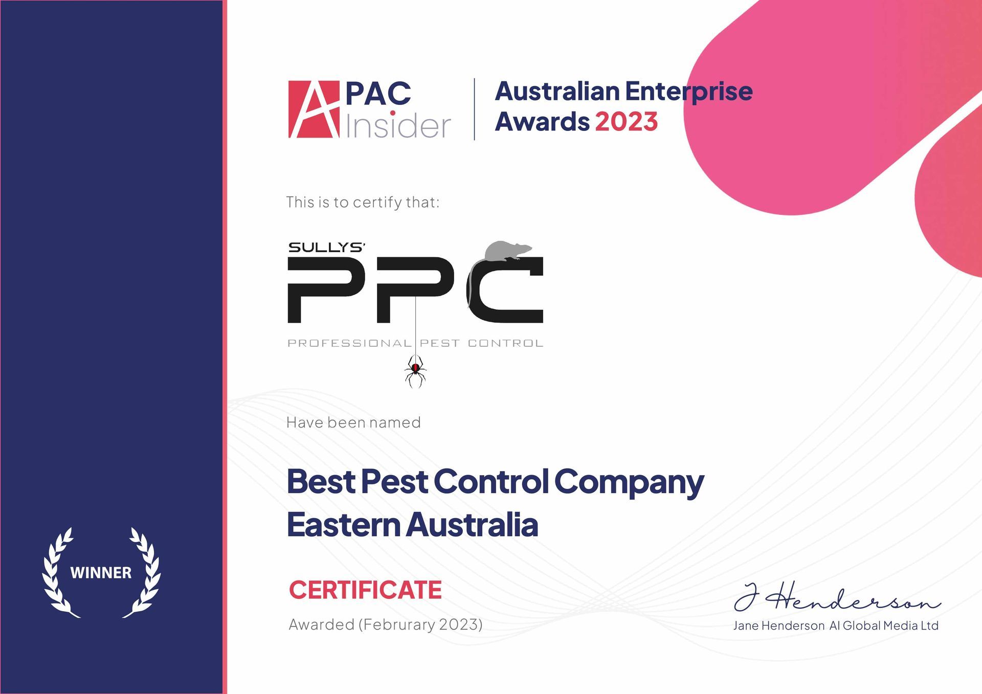 Best Pest Control Company Certificate — Professional Pest Control In Thurgoona NSW
