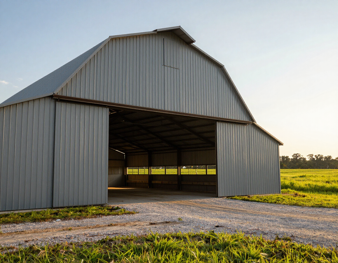 Steel agricultural barn on Florida rural property