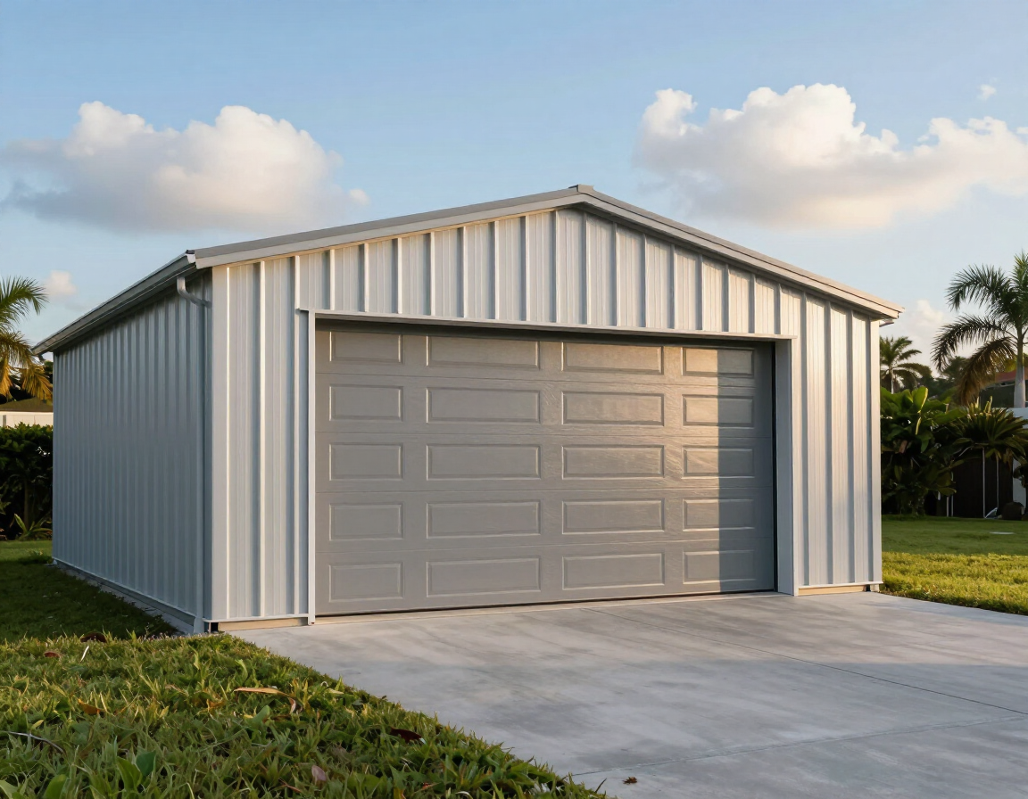 Metal garage building on Florida property