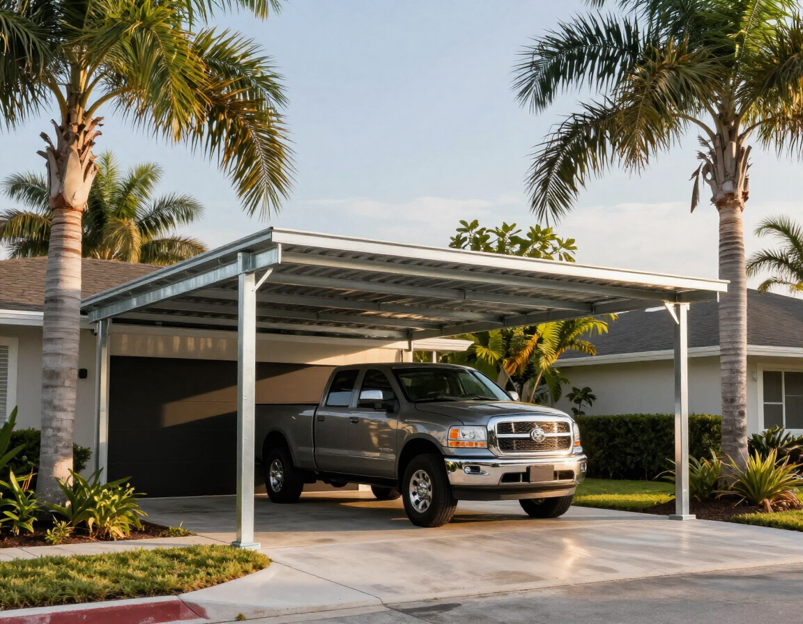 Metal carport on Florida residential property